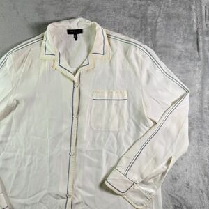 Rag & Bone White Silk Pajama Style Button Down Shirt M (Read)